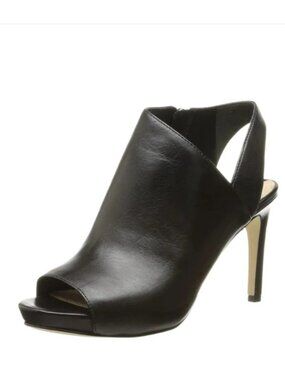 Via Spiga Nariah Platform Heels Black Leather Open Toe Pumps 8